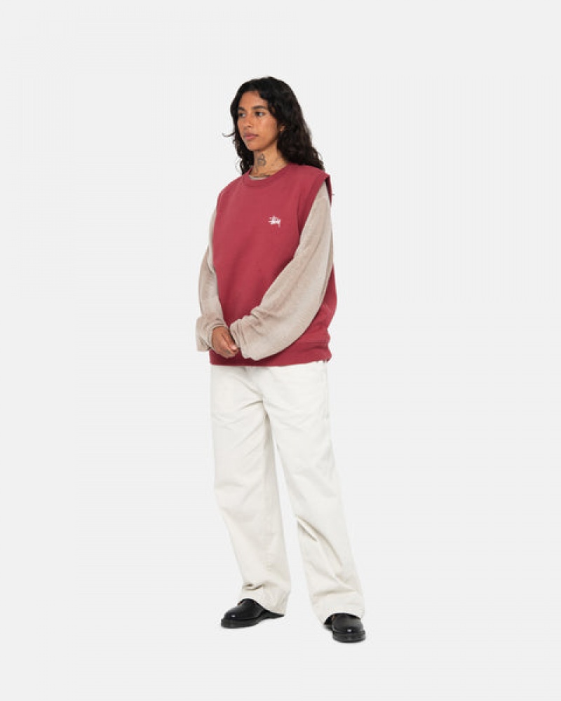 Burgundy Stussy Stock Fleece Vest Men Sweatshirts | TRR-4684