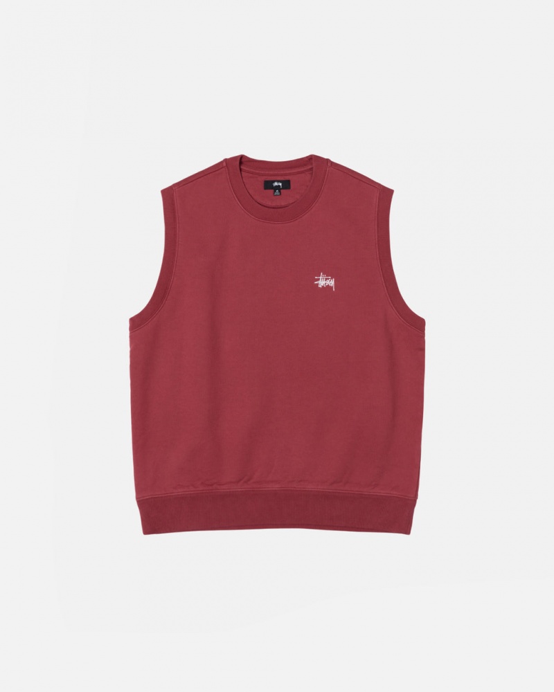 Burgundy Stussy Stock Fleece Vest Men Sweatshirts | TRR-4684