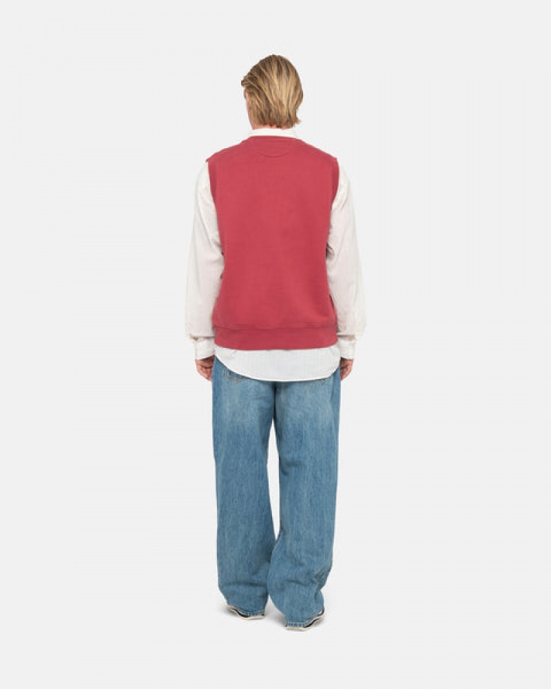 Burgundy Stussy Stock Fleece Vest Women Sweatshirts | PGC-7557