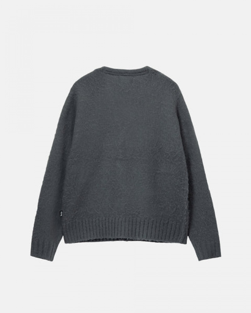 Charcoal Stussy Brushed Cardigan Men Sweaters | GIG-1312