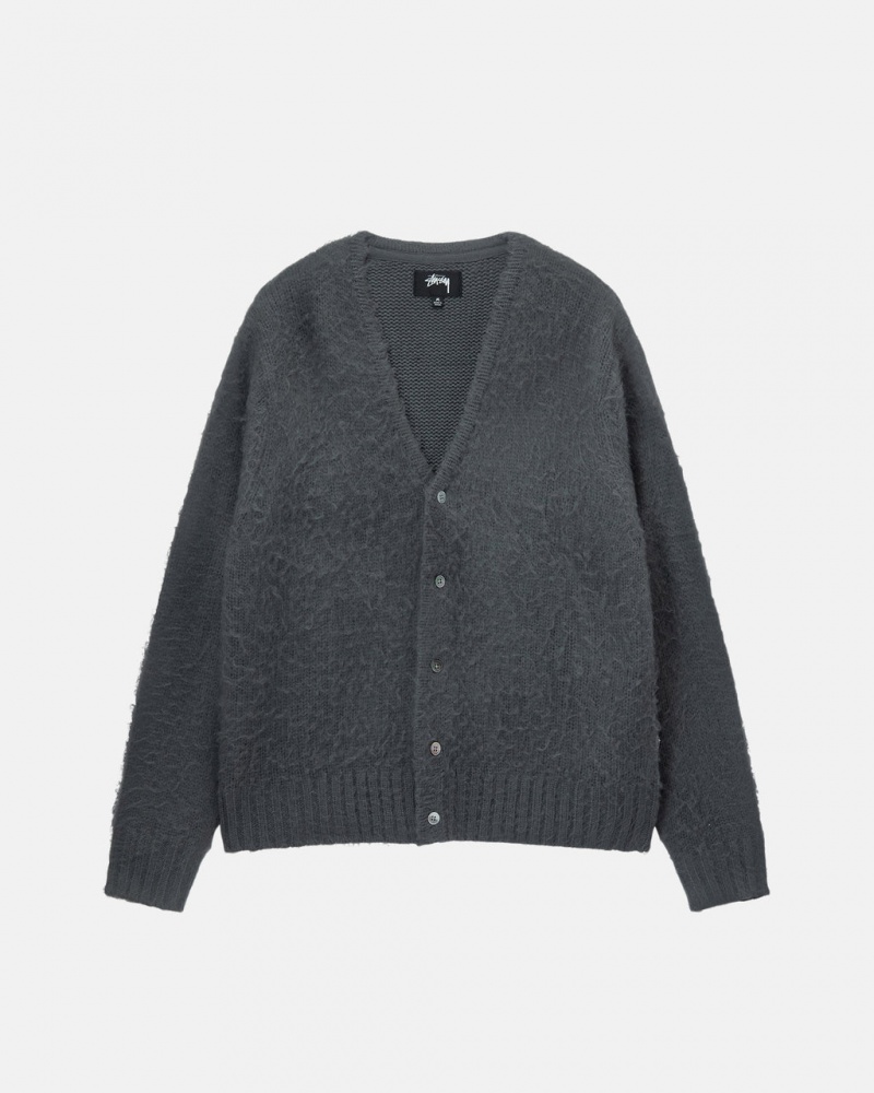 Charcoal Stussy Brushed Cardigan Women Sweaters | RGS-2961