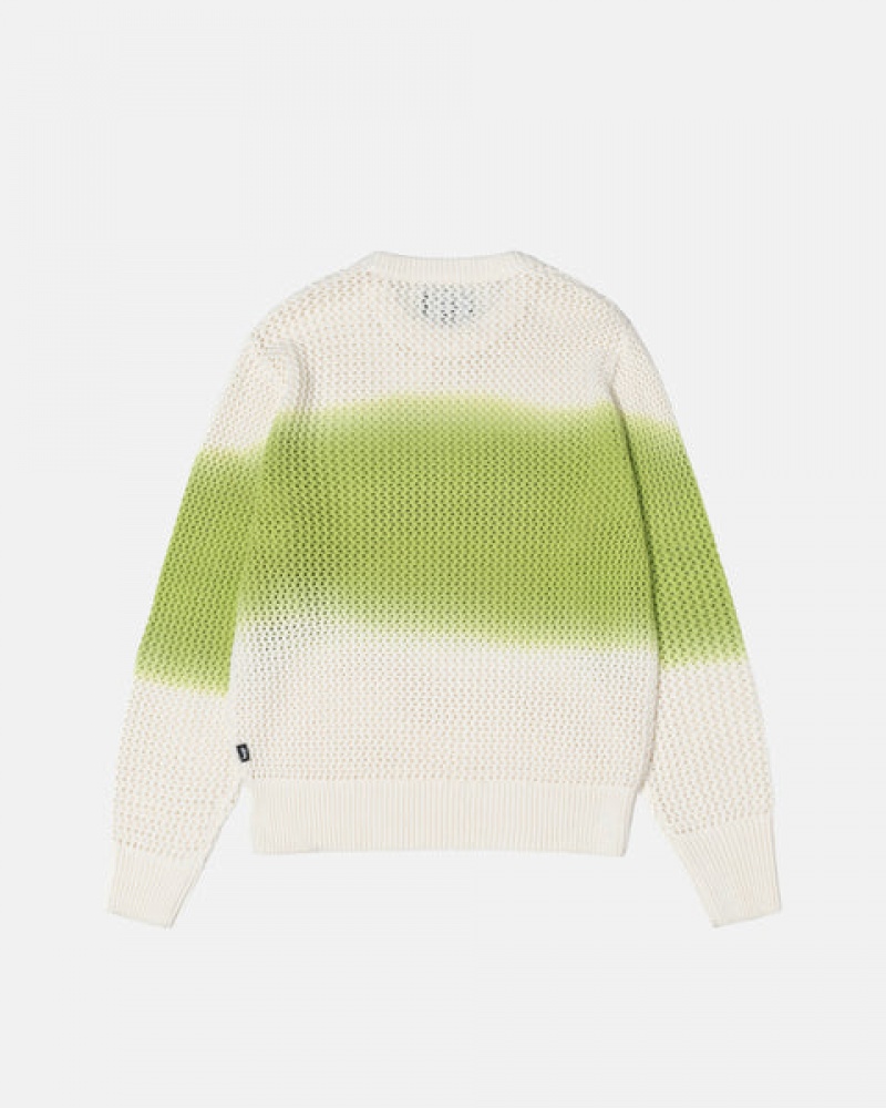 Dark Green Stussy Pigment Dyed Loose Gauge Knit Sweater Men Sweaters | UQT-8392