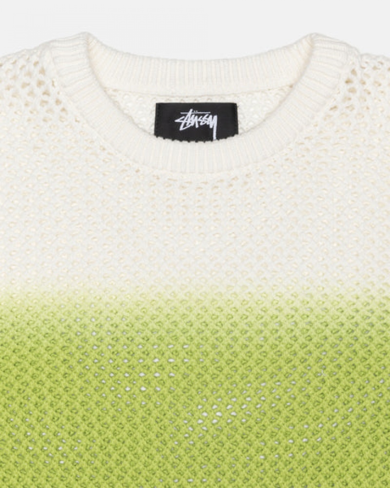 Dark Green Stussy Pigment Dyed Loose Gauge Knit Sweater Men Sweaters | UQT-8392