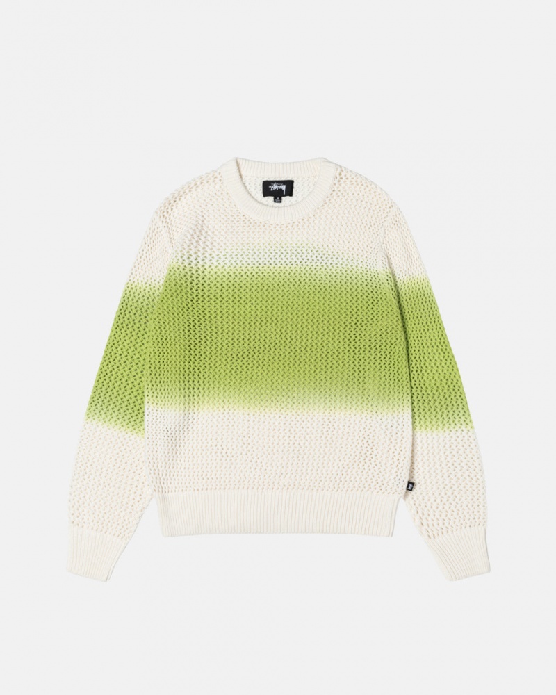 Dark Green Stussy Pigment Dyed Loose Gauge Knit Sweater Men Sweaters | UQT-8392