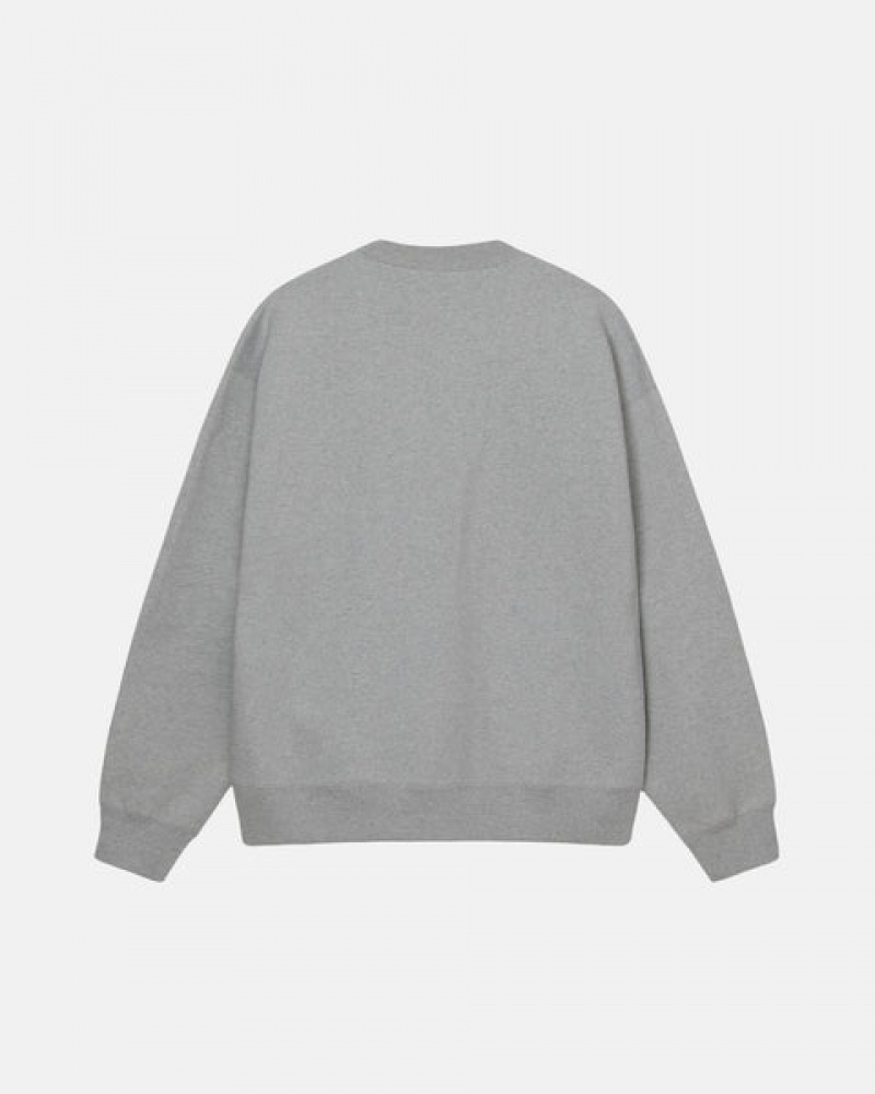 Dark Grey Stussy Fleece Crew Men Sweatshirts | KFM-3383