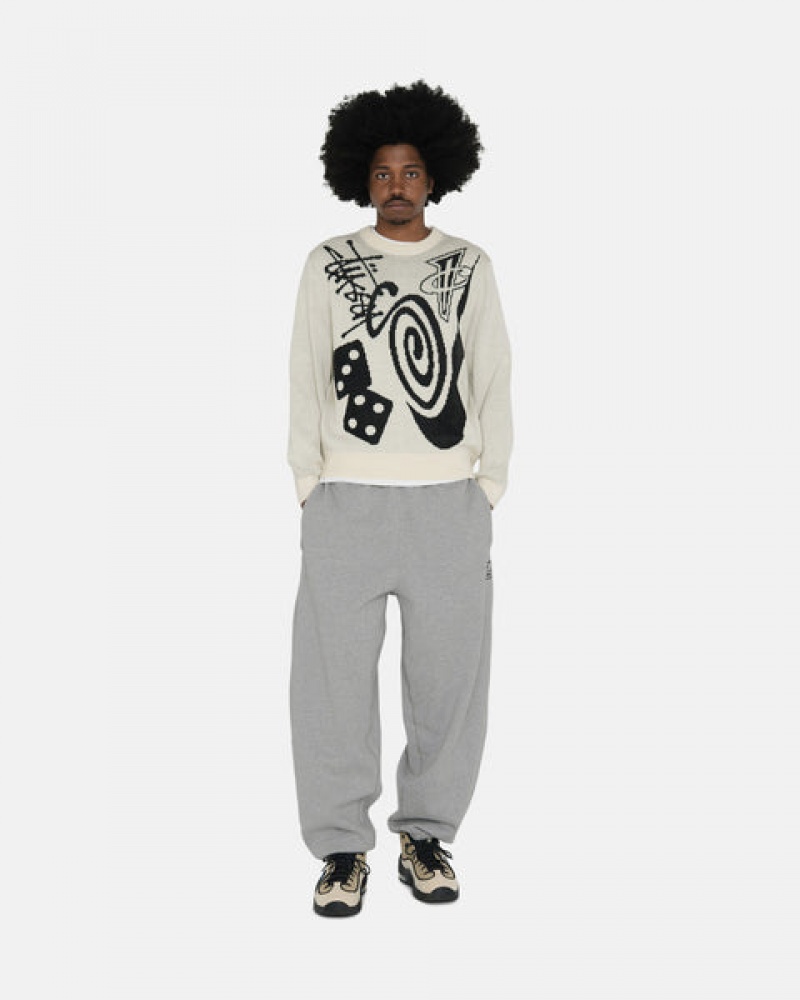 Dark Grey Stussy Fleece Pant Men Sweatpants | WLJ-7160