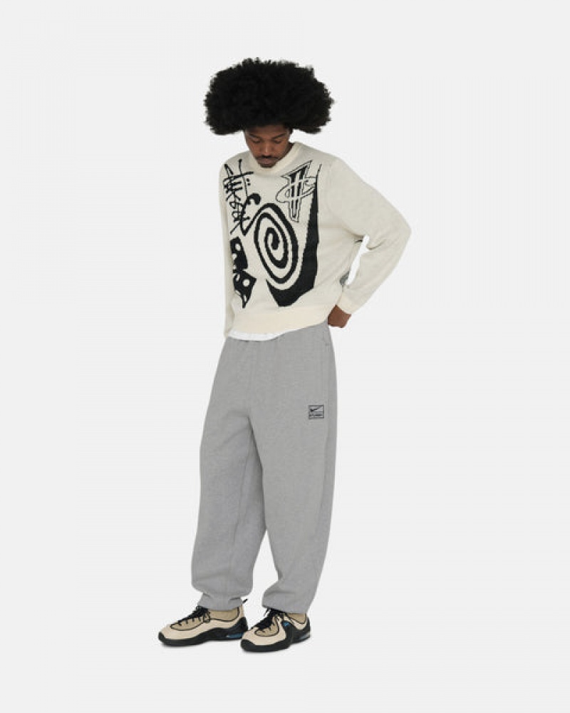 Dark Grey Stussy Fleece Pant Men Sweatpants | WLJ-7160