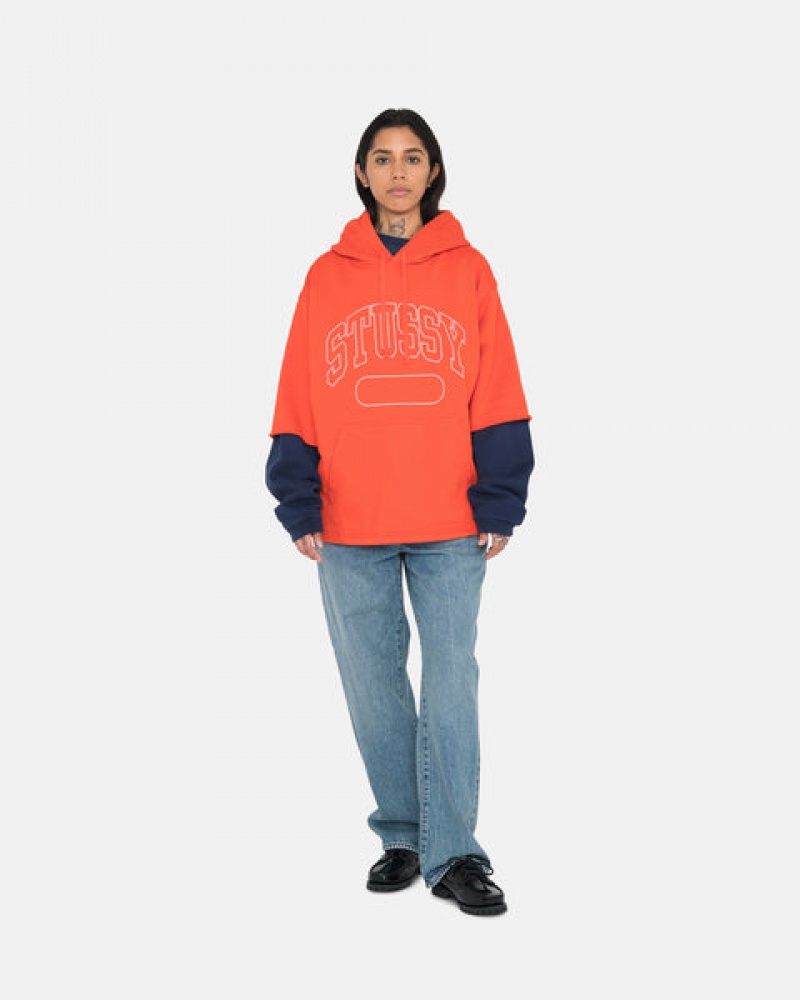 Deep Orange Stussy Ss Boxy Cropped Hoodie Women Hoodie | XFC-9780