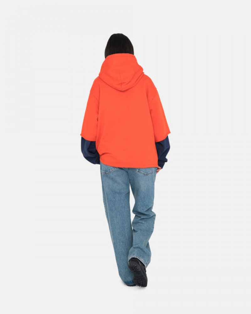 Deep Orange Stussy Ss Boxy Cropped Hoodie Women Hoodie | XFC-9780