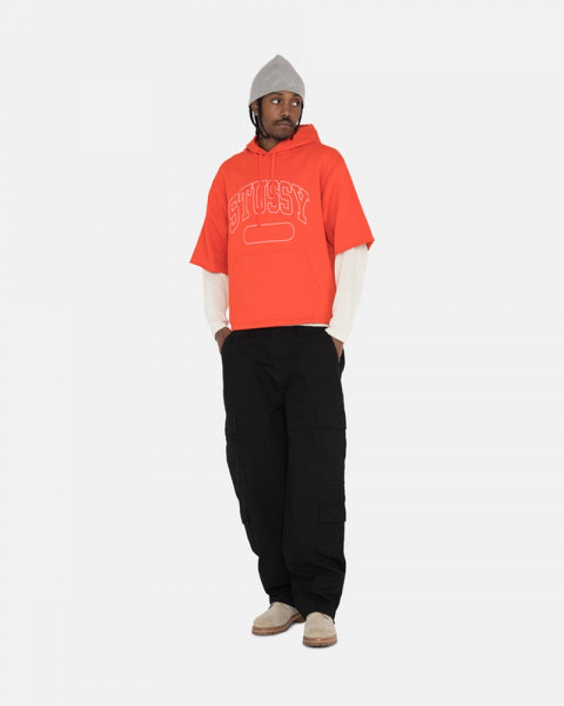 Deep Orange Stussy Ss Boxy Cropped Hoodie Men Hoodie | JCU-7935