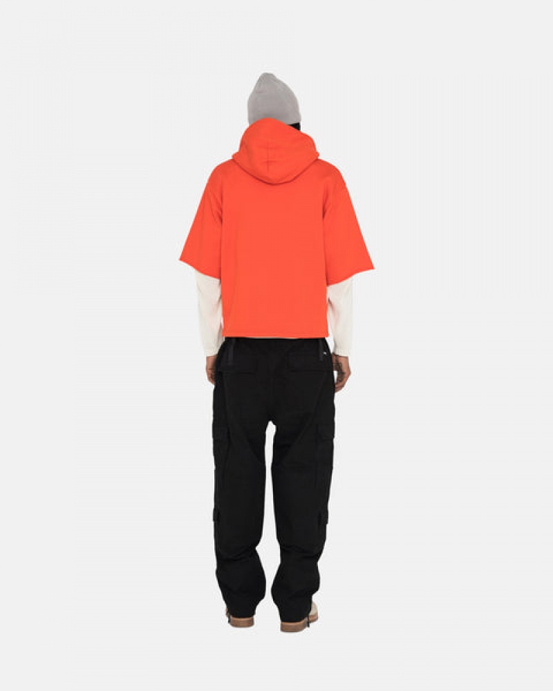 Deep Orange Stussy Ss Boxy Cropped Hoodie Men Hoodie | JCU-7935