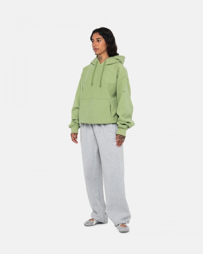 Green Stussy Back Hood Applique Hood Women Sweatshirts | MCF-1493