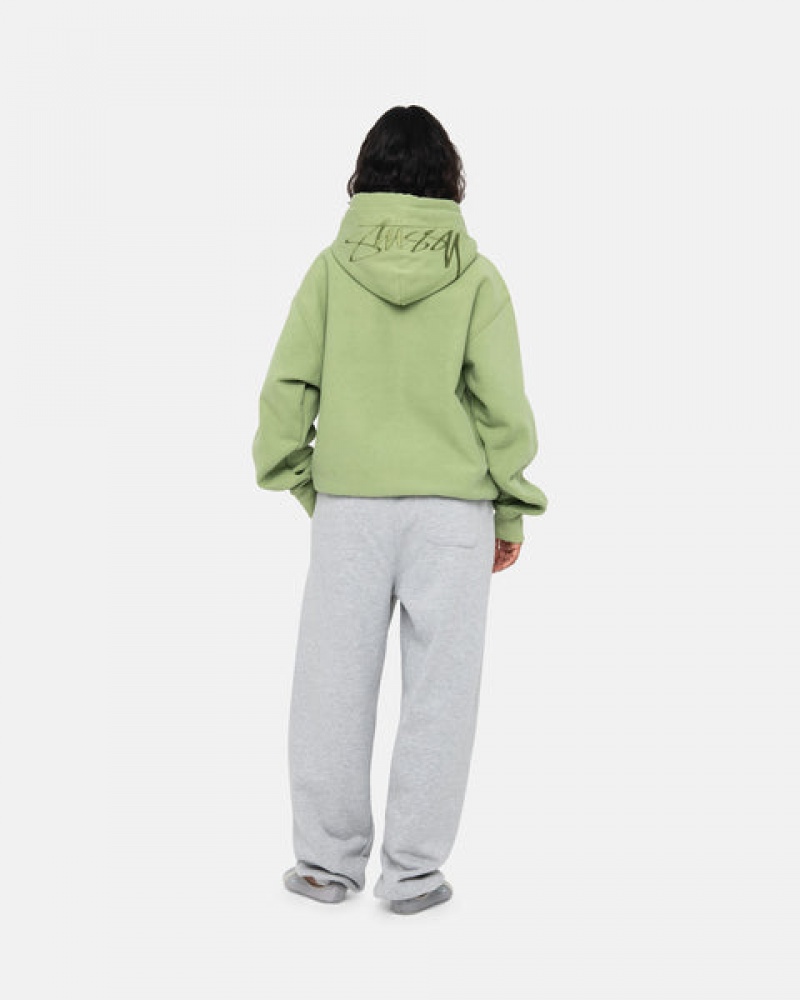 Green Stussy Back Hood Applique Hood Women Sweatshirts | MCF-1493