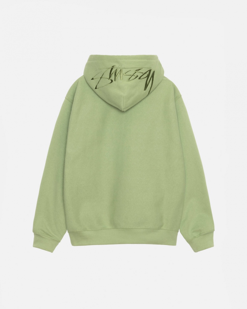 Green Stussy Back Hood Applique Hood Women Sweatshirts | MCF-1493