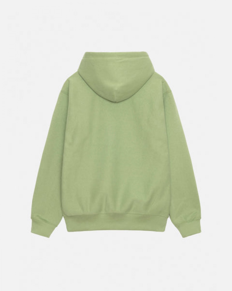 Green Stussy Basic Applique Hood Men Sweatshirts | MPP-8996