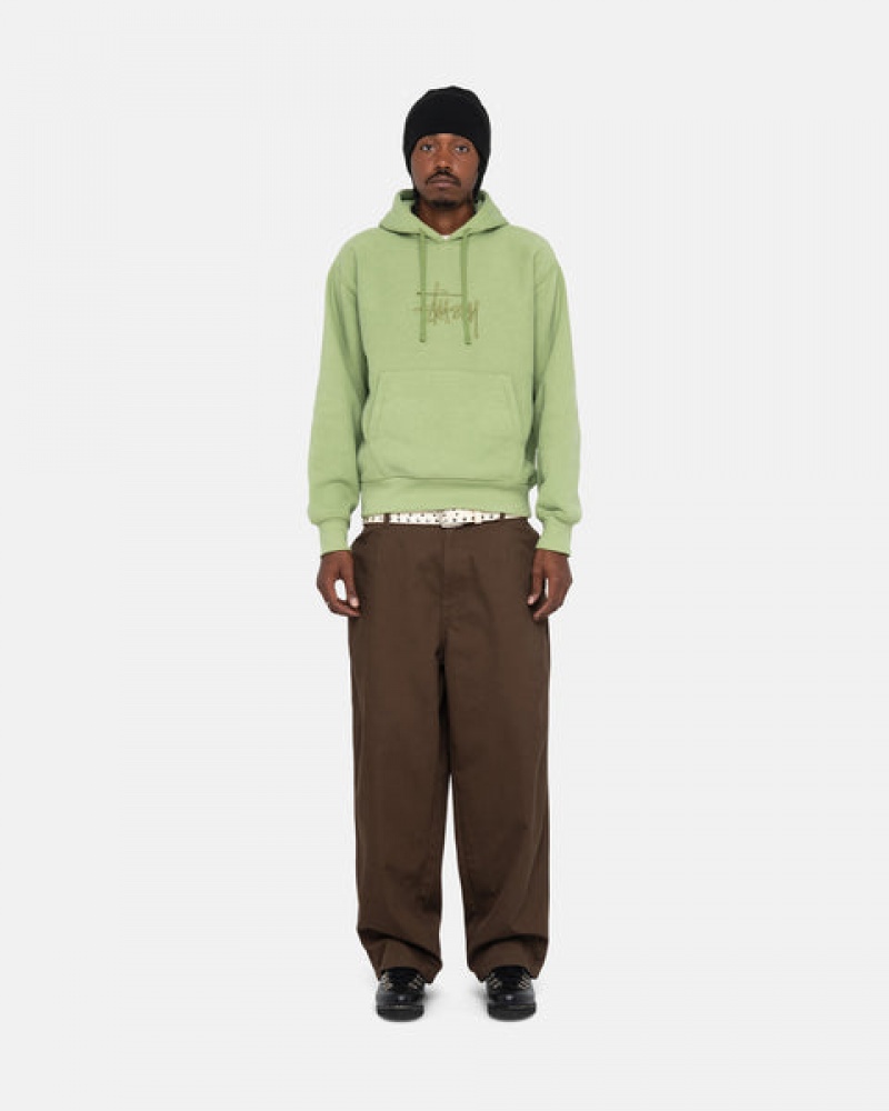 Green Stussy Basic Applique Hood Men Sweatshirts | MPP-8996