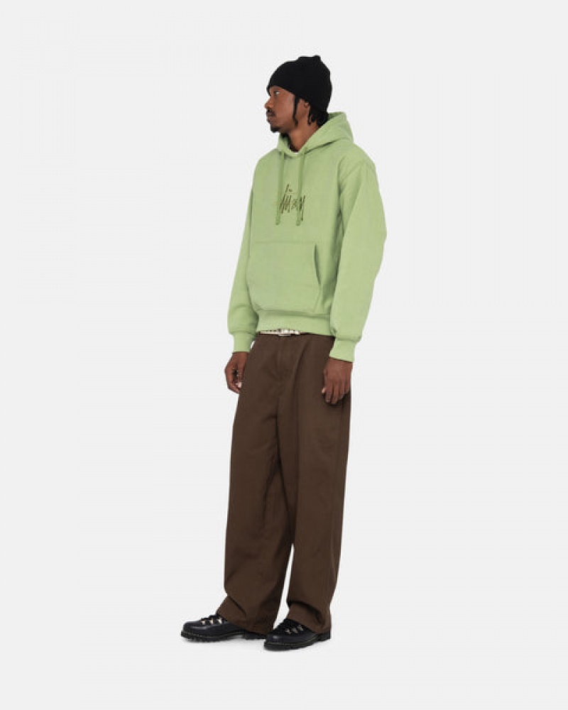 Green Stussy Basic Applique Hood Men Sweatshirts | MPP-8996