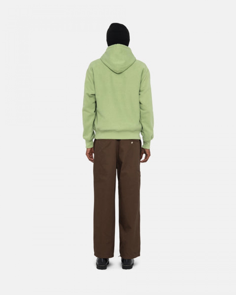 Green Stussy Basic Applique Hood Men Sweatshirts | MPP-8996