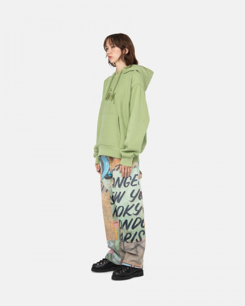 Green Stussy Basic Applique Hood Men Sweatshirts | MPP-8996