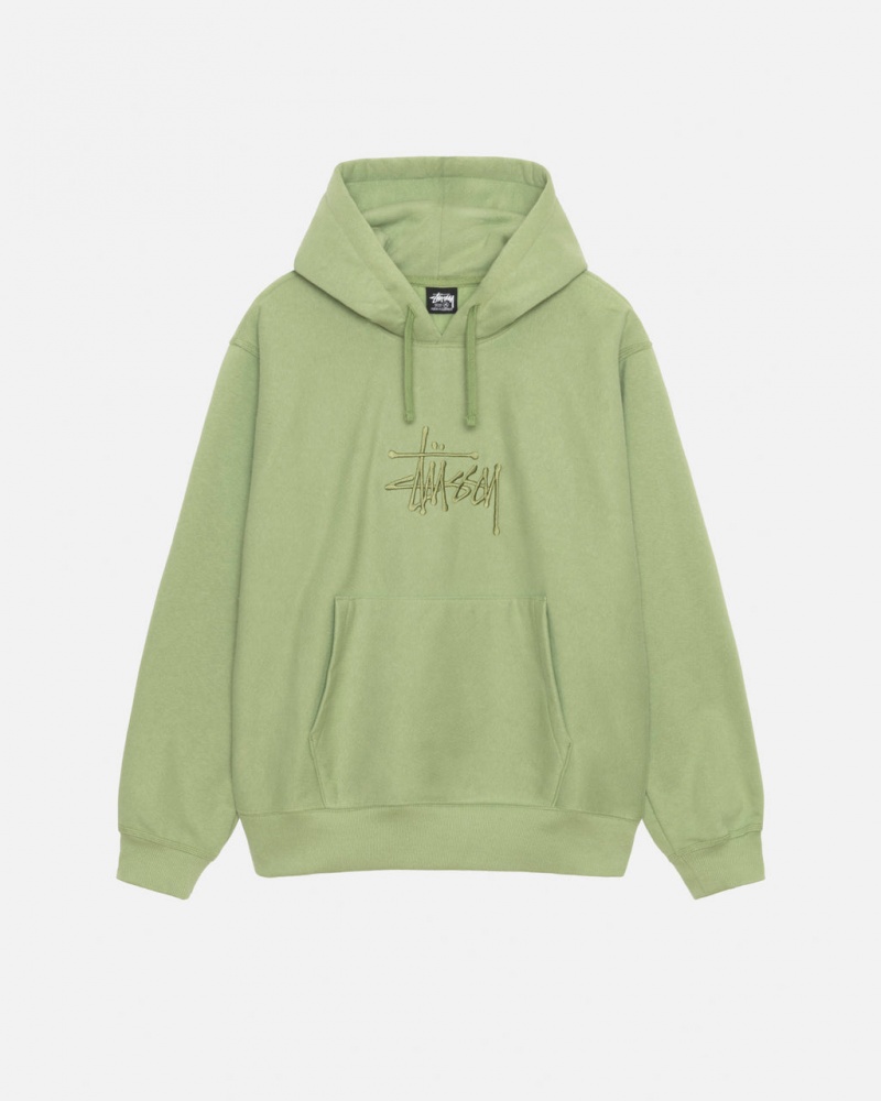 Green Stussy Basic Applique Hood Men Sweatshirts | MPP-8996