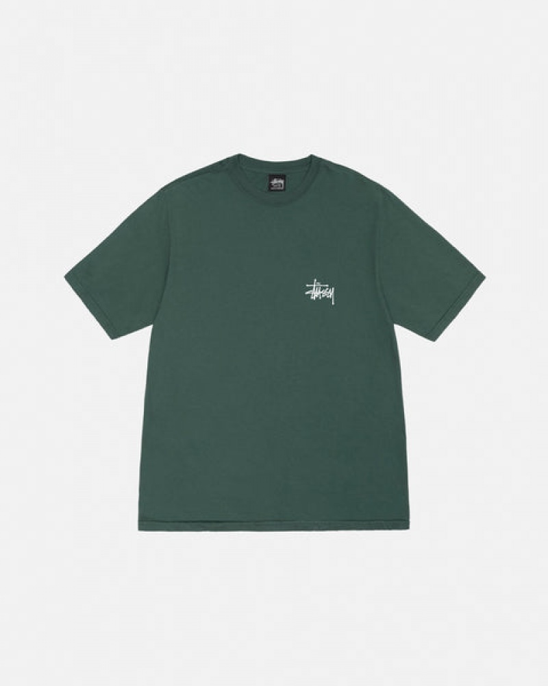 Green Stussy Basic Stussy Tee Pigment Dyed Men T Shirt | WGU-9867