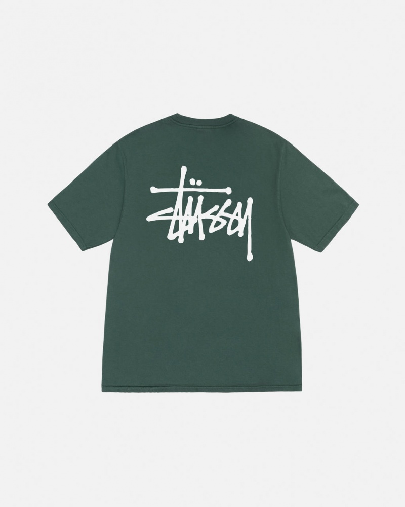 Green Stussy Basic Stussy Tee Pigment Dyed Men T Shirt | WGU-9867