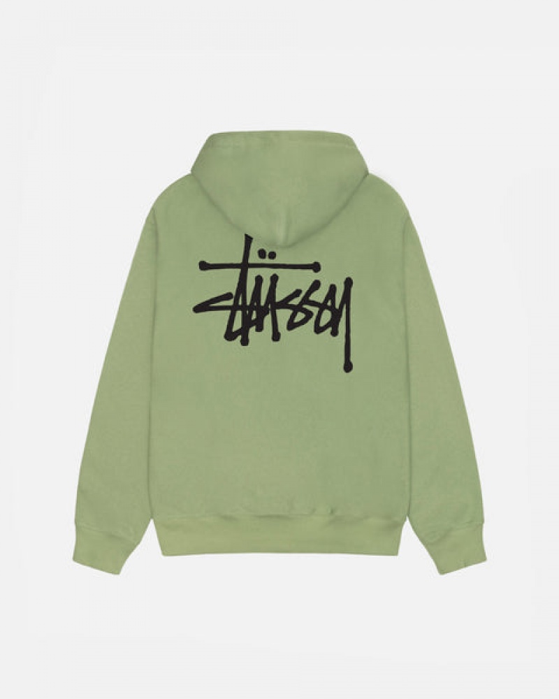 Green Stussy Basic Stussy Zip Hood Men Sweatshirts | GOF-8942