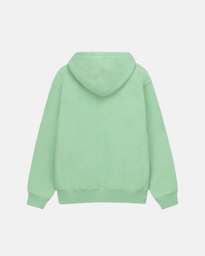 Green Stussy Contrast Stitch Label Hood Men Sweatshirts | XAY-6696