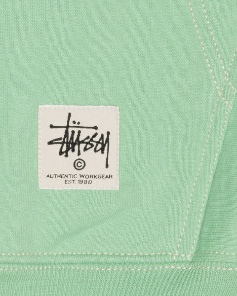 Green Stussy Contrast Stitch Label Hood Men Sweatshirts | XAY-6696