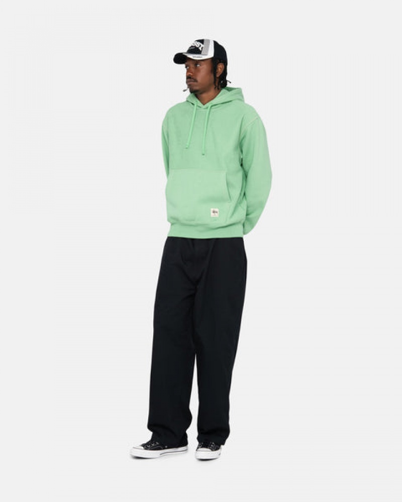 Green Stussy Contrast Stitch Label Hood Men Sweatshirts | XAY-6696