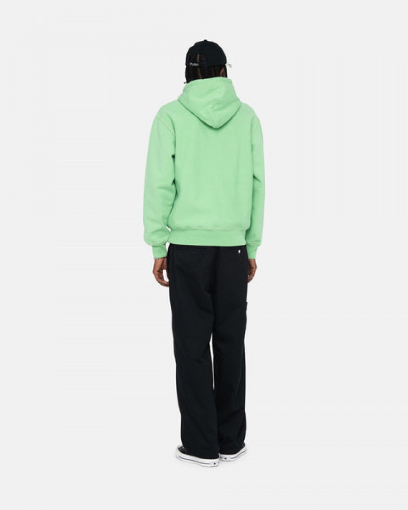 Green Stussy Contrast Stitch Label Hood Men Sweatshirts | XAY-6696