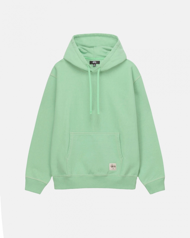 Green Stussy Contrast Stitch Label Hood Men Sweatshirts | XAY-6696