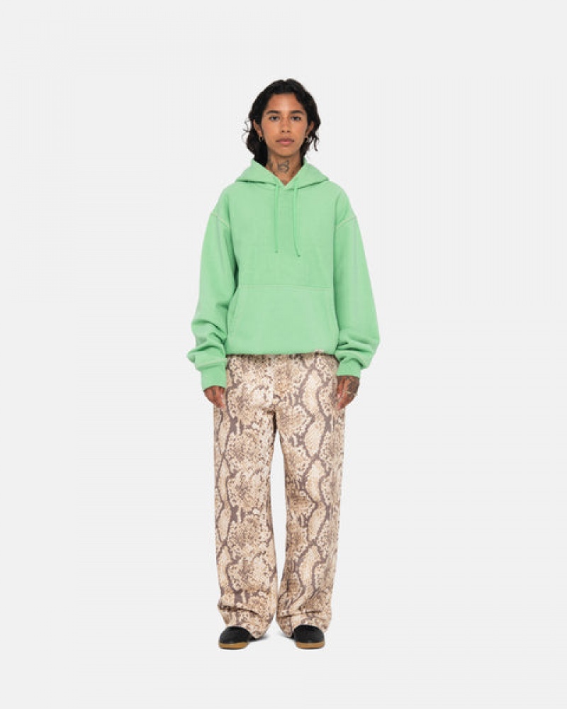 Green Stussy Contrast Stitch Label Hood Women Sweatshirts | PPJ-6217