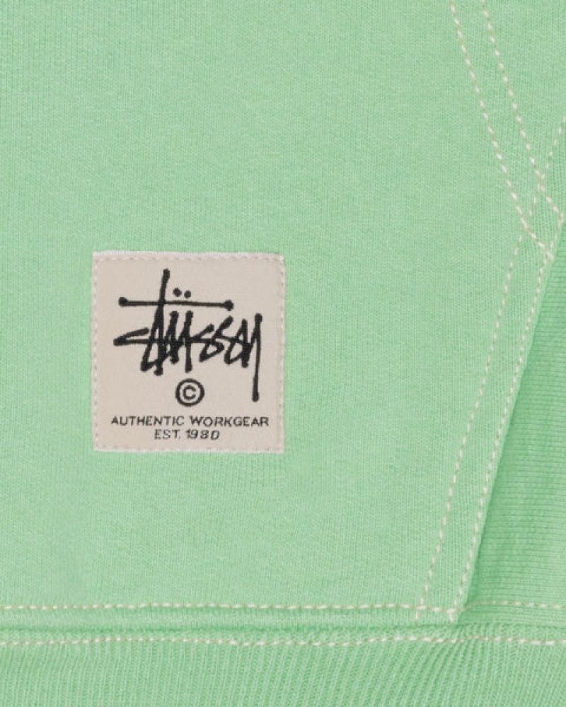 Green Stussy Double Face Label Zip Hoodie Men Hoodie | ZKI-8770