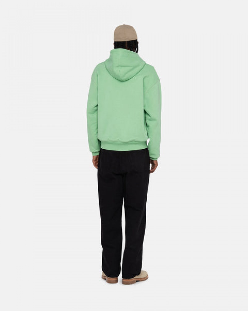 Green Stussy Double Face Label Zip Hoodie Women Hoodie | JRC-6741