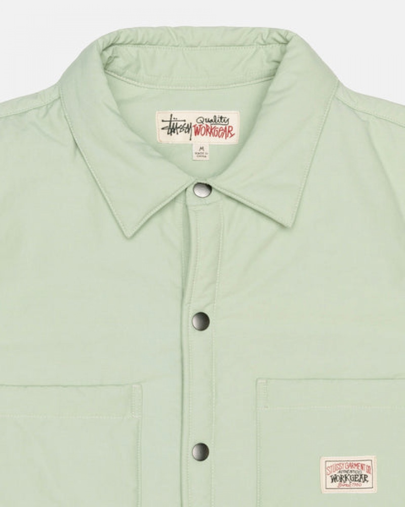 Green Stussy Padded Tech Over Shirt Men Shirt Jackets | JAO-7853