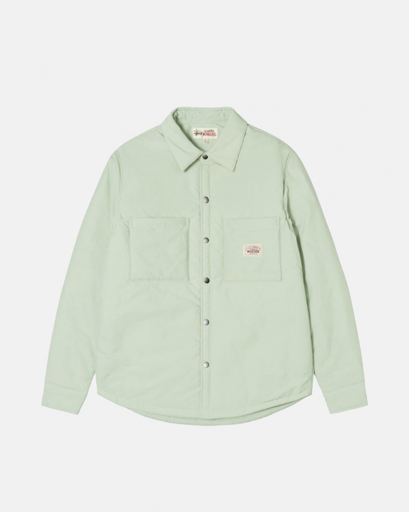 Green Stussy Padded Tech Over Shirt Men Shirt Jackets | JAO-7853