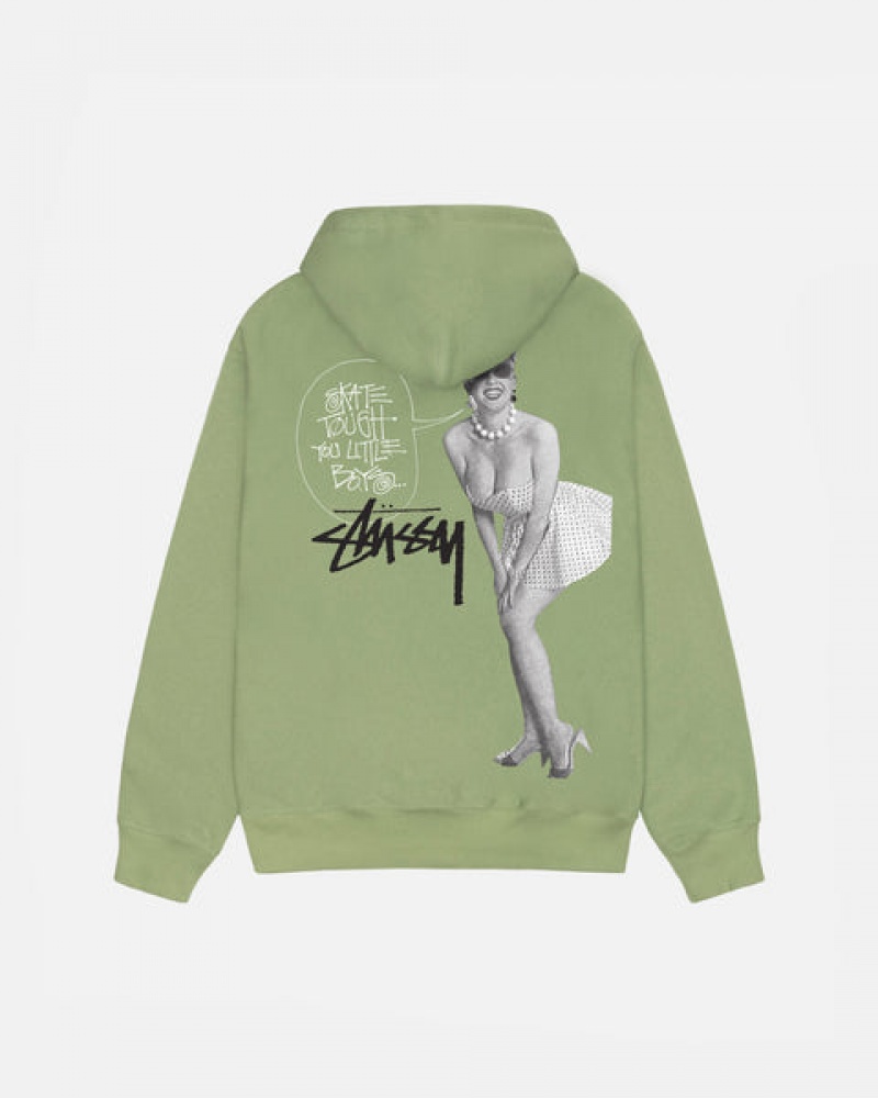 Green Stussy Skate Tough Zip Hoodie Men Hoodie | HFB-8934