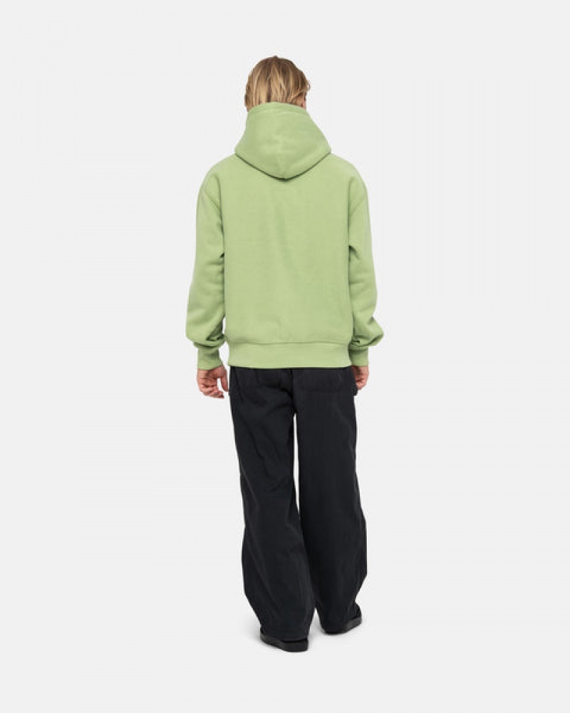 Green Stussy Stock Logo Applique Hood Men Sweatshirts | LDJ-8950