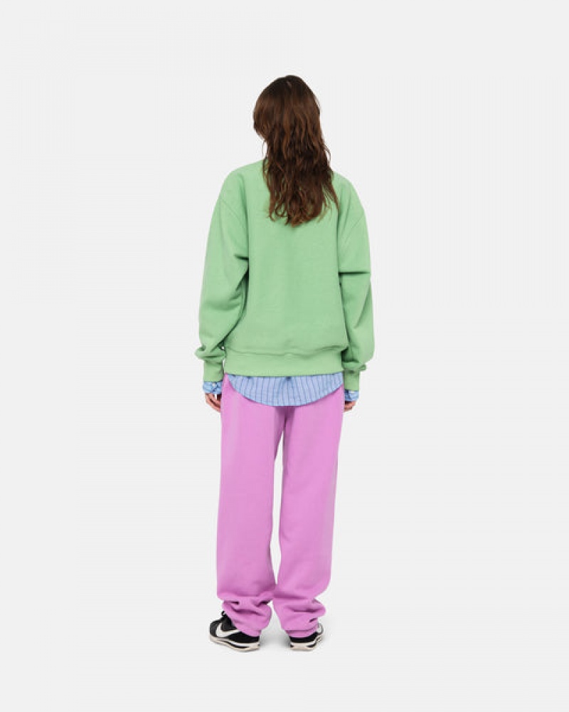 Green Stussy Stock Logo Crew Women Sweatshirts | XRP-5259