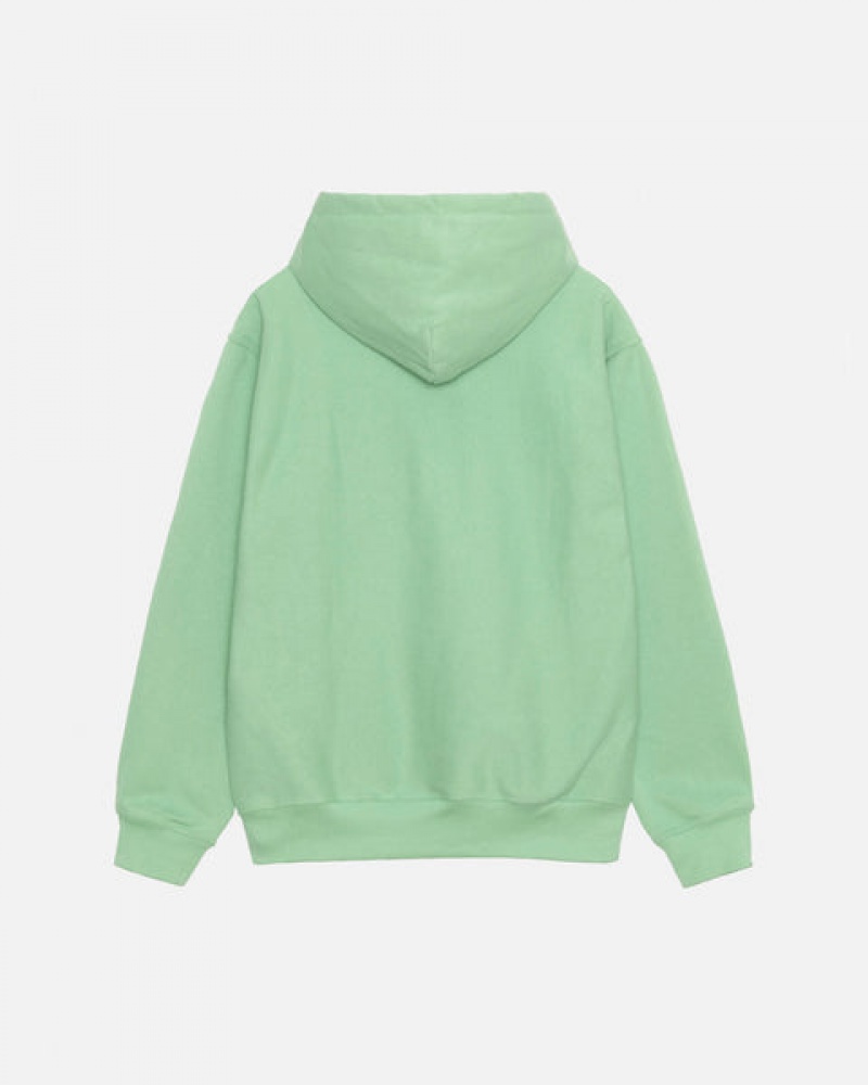 Green Stussy Stock Logo Hood Men Sweatshirts | JFH-9445