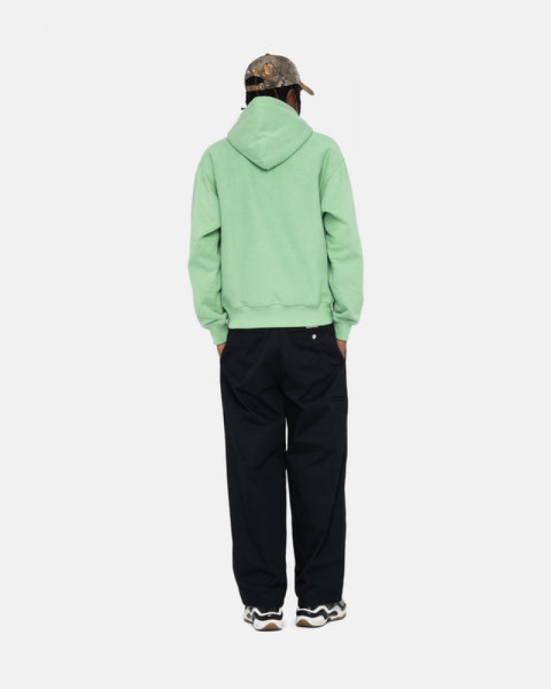 Green Stussy Stock Logo Hood Men Sweatshirts | JFH-9445