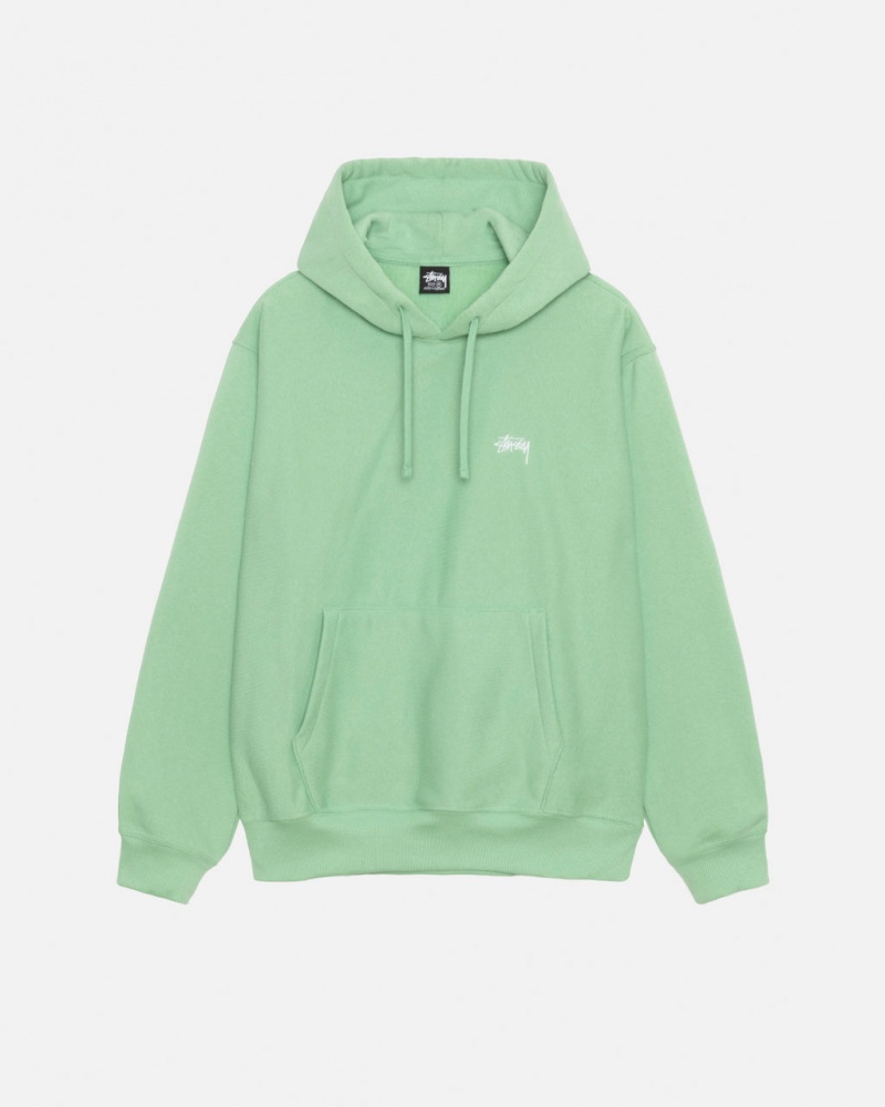 Green Stussy Stock Logo Hood Men Sweatshirts | JFH-9445