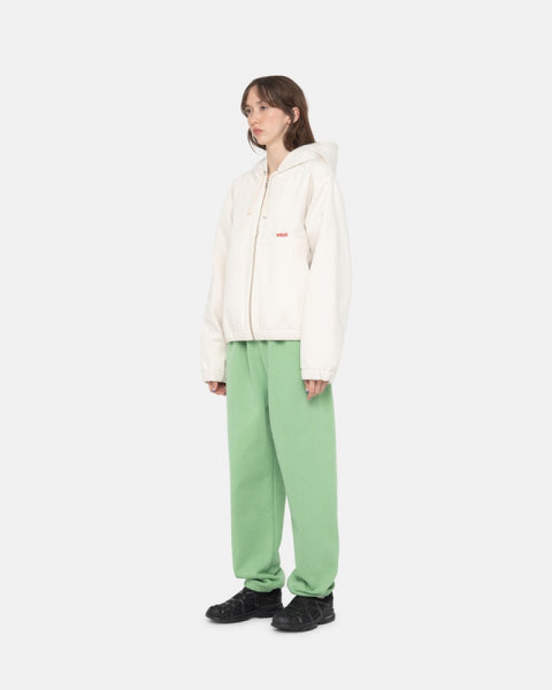 Green Stussy Stock Logo Sweatpant Men Sweatpants | OPF-7826