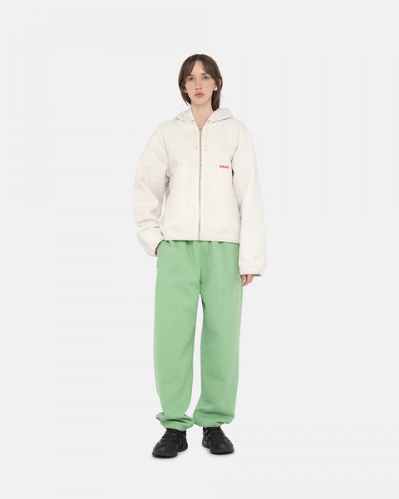 Green Stussy Stock Logo Sweatpant Men Sweatpants | OPF-7826