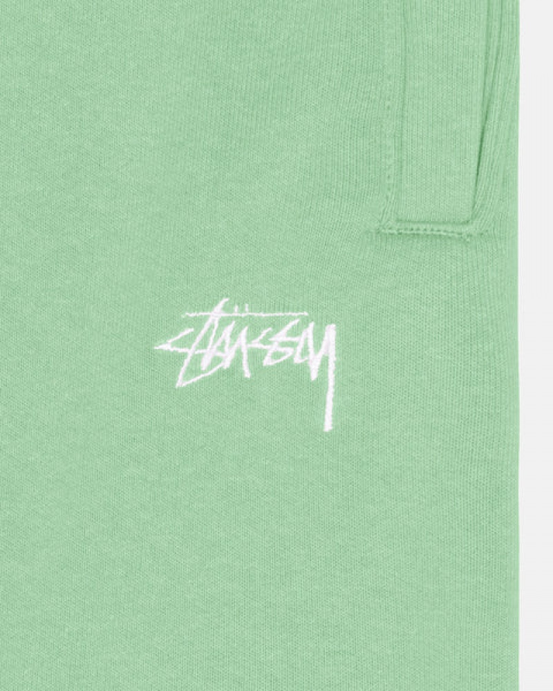 Green Stussy Stock Logo Sweatpant Men Sweatpants | OPF-7826