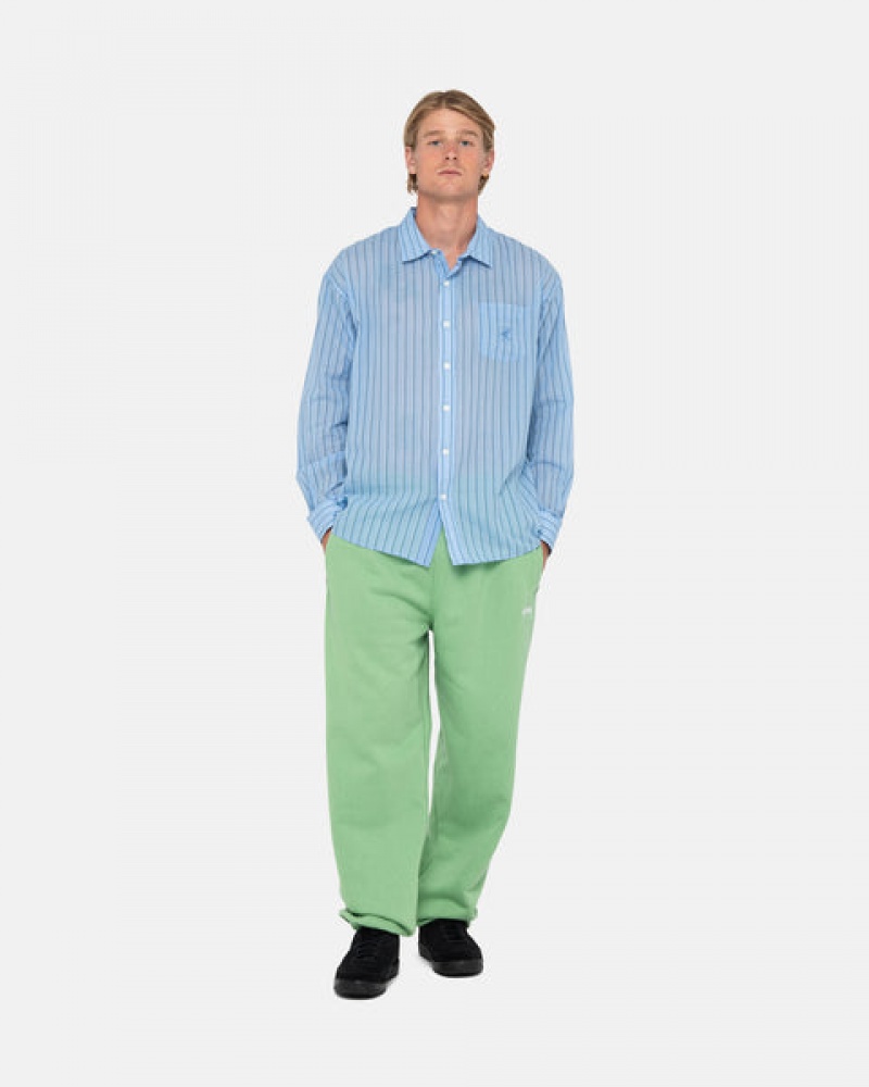 Green Stussy Stock Logo Sweatpant Men Sweatpants | OPF-7826