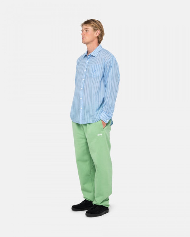 Green Stussy Stock Logo Sweatpant Men Sweatpants | OPF-7826