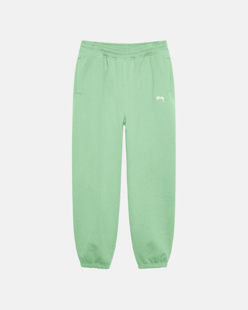 Green Stussy Stock Logo Sweatpant Men Sweatpants | OPF-7826