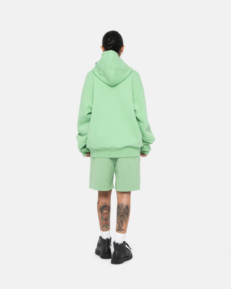 Green Stussy Stock Logo Sweatshort Men Sweatshorts | EMS-5187